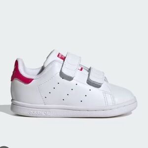 Adidas Toddler White Sneakers with Bold pink size 4